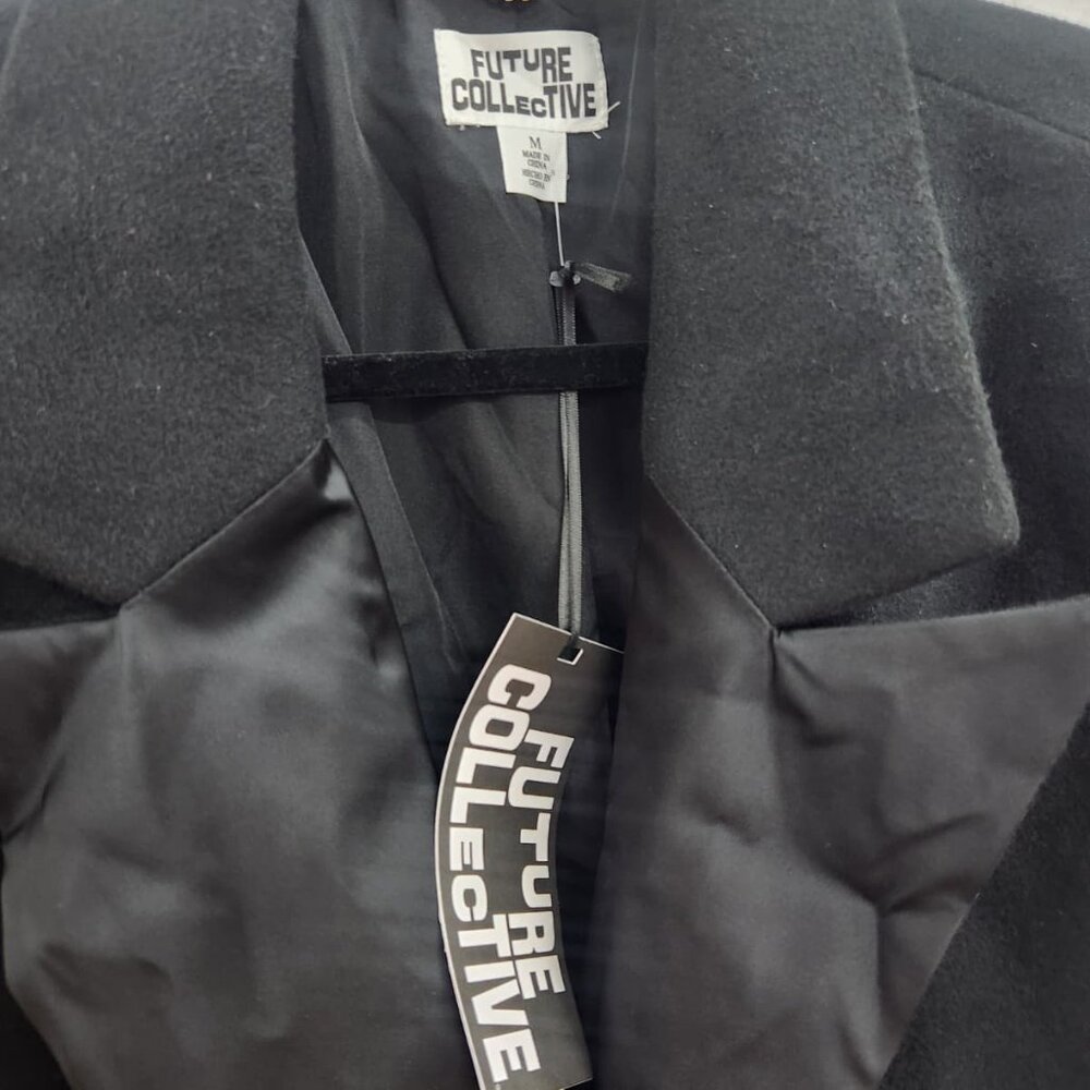 NWT Future Collective Black‎ Double-Breasted Long Coat Size M - Picture 7 of 14